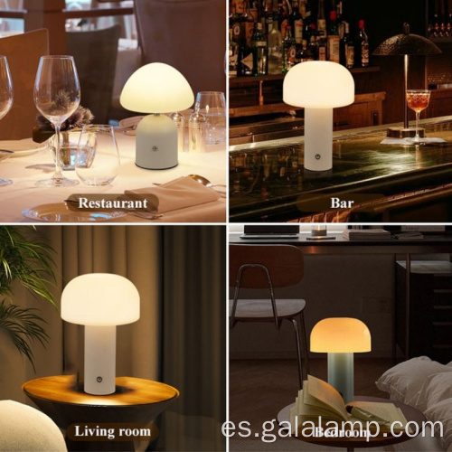 Lámpara de mesa decorativa recargable con diseño de pantalla de cúpula